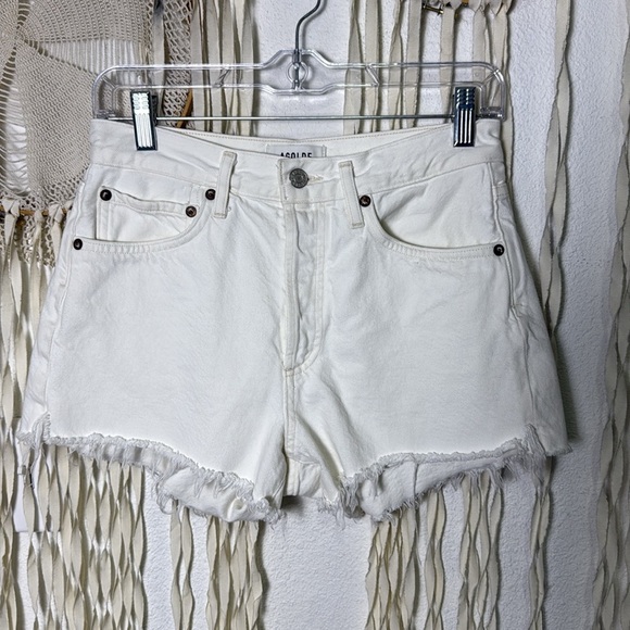Agolde Cut off Parker Denim Shorts Size 25 in Off White - Picture 6 of 7